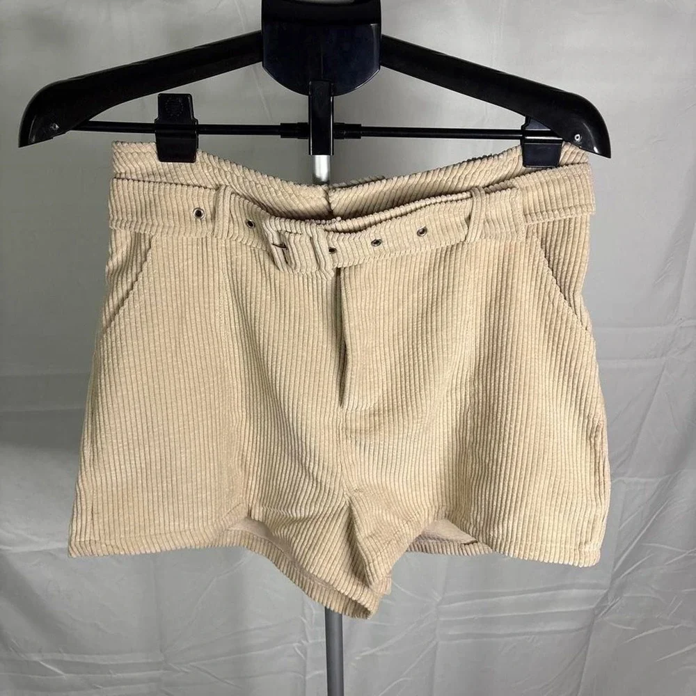 Altar'd State Tan corduroy shorts with belt
